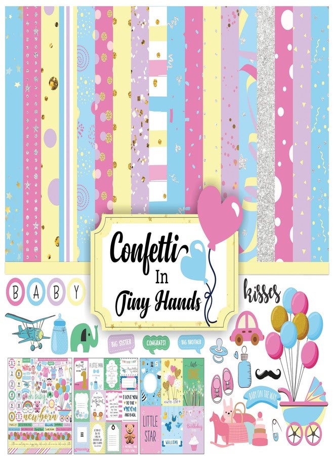 Inkdotpot مجموعة ورق قصاصات مزدوج الجوانب من إنكدوتبوت، بتصميم طفل، ألوان باستيلية، مقاس 12 بوصة × 12 بوصة، مع ورقة ملصقات - 16 صفحة - متعدد الألوان - Image 1